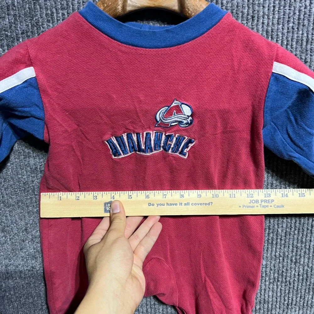 Vintage NHL Colorado Avalanche Romper Kids 18M Red Blue Hockey Embroidered Logo